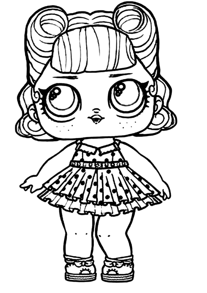 Coloring page LOL doll in a beautiful dress Print